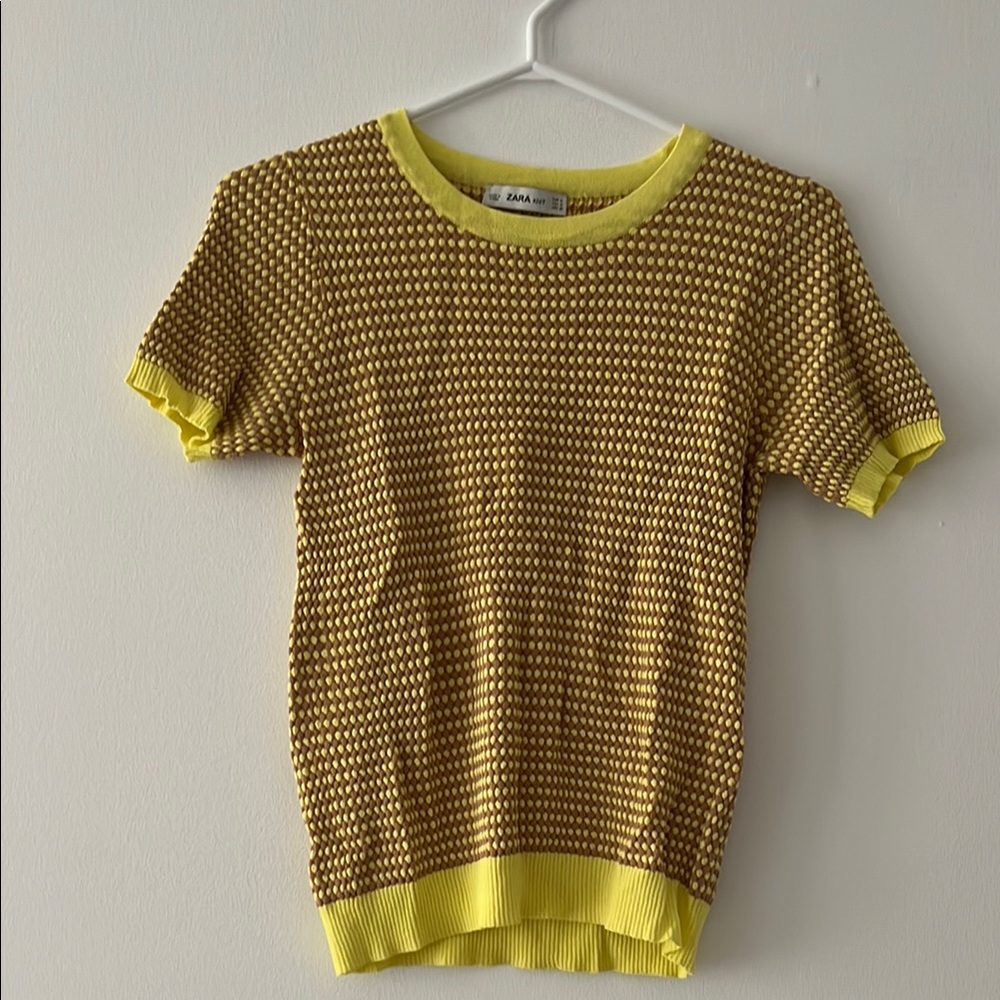 Zara Mustard Textured Knit Top